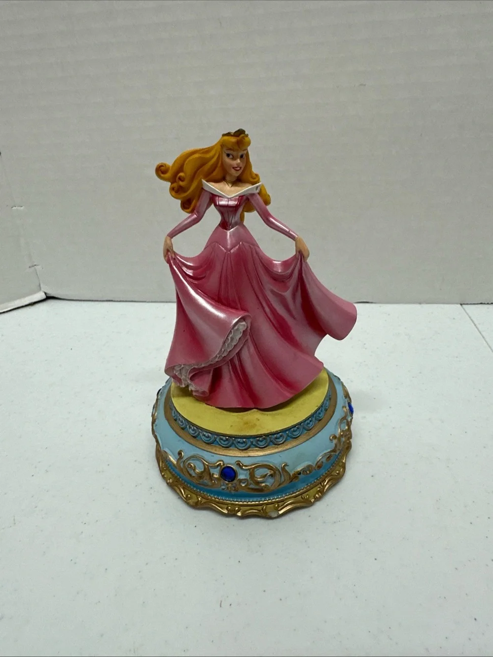 Disney Sleeping Beauty Princess Aurora Figurine Jeweled Ornate Base Vintage
